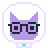 Original lavender astronaut cat with square glasses